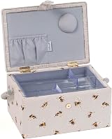 Hobby Gift Sewing Box Wood Fabric Embroidered Bee Medium view 8