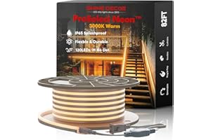 Shine Decor LED Neon Rope Lights AC 120V, ETL-Listed Flexible 120LEDs/M Dotless Strip Lighting, Custom Cuttable & IP65 Waterproof for Indoor Outdoor, 7x14.5mm, 3000K Warm White, 82FT