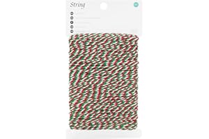 KINGLAKE Christmas Twine String - Red Green and White Cotton Bakers Holiday Twine String 2mm 164 Feet for Christmas Wrapping Arts Crafts Christmas Decorations