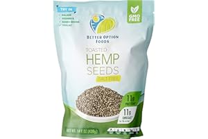 Toasted Hemp Seeds (14.8 oz) – Salt-Free Whole Hemp Seeds for Desserts, Oatmeal, Yogurt, & Salad Toppings – Dairy, Gluten, & 