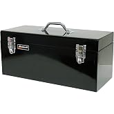 Homak Steel Flat Top Toolbox with Removable Tray, Black, 20 Inches