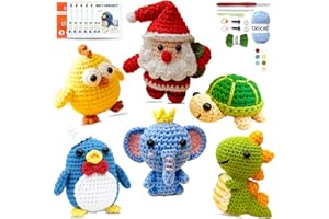 LIVIKEY 6Pcs Crochet Kit for Beginners - Complete Crochet Set for Adults & Kids - Woobles-Style Animal Crochet Kit with Soft Yarn and Step-by-Step Video Tutorials