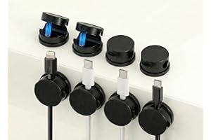 Magnetic Cable Clips, 8-Pack, Matte Black, Adhesive Cable Organizer for Desk, Car, Office, Nightstand