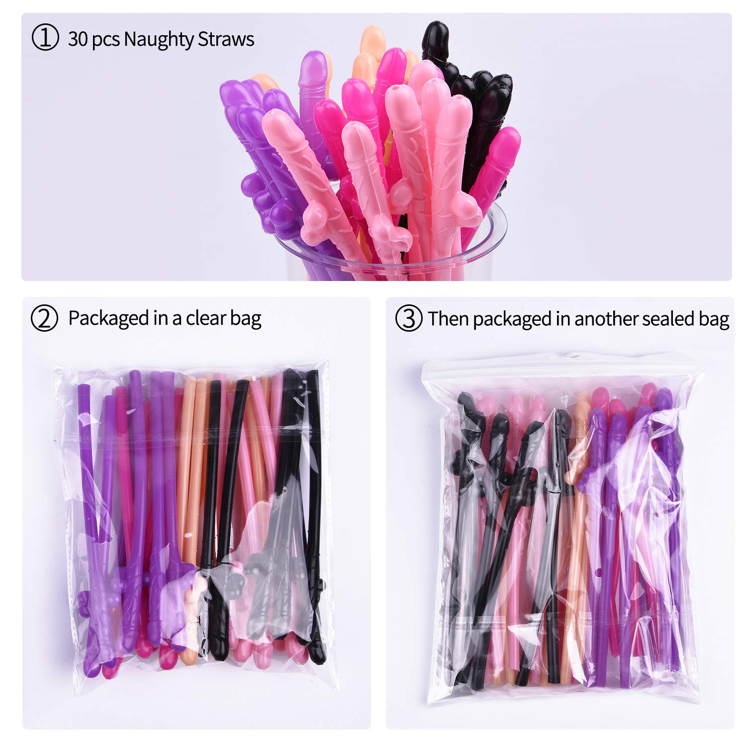 Bachelorette Party Drinking Straw, l\'aise vie Funny Straw Fun Shape Naughty Straw Interesting Party Straw Suitable for Hen Party (30)