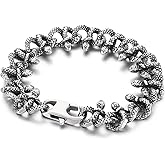 Klapgo Stainless Steel Retro Snake Bracelet,Punk Vintage Link Chain Bracelet for Men Women Silver