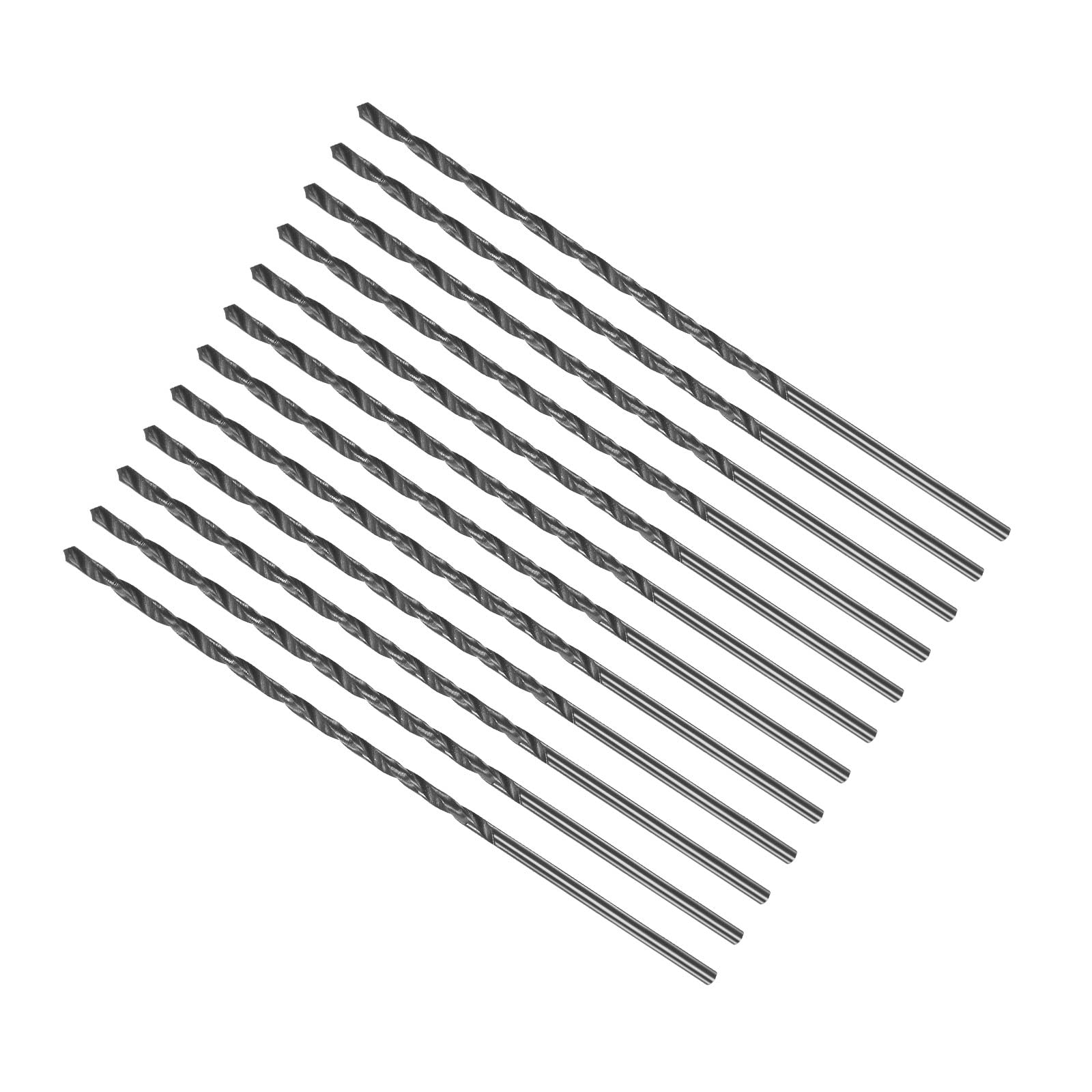 CoCud Twist Drill Bits, 1.5mm Drilling Diameter, Black Oxide High Speed Steel Extra Long Straight Shank - (Applications: for Stainless Steel Alloy Metal), 12-Pieces