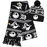 Disney The Nightmare Before Christmas Jack Skellington and Zero Beanie Scarf Set Black