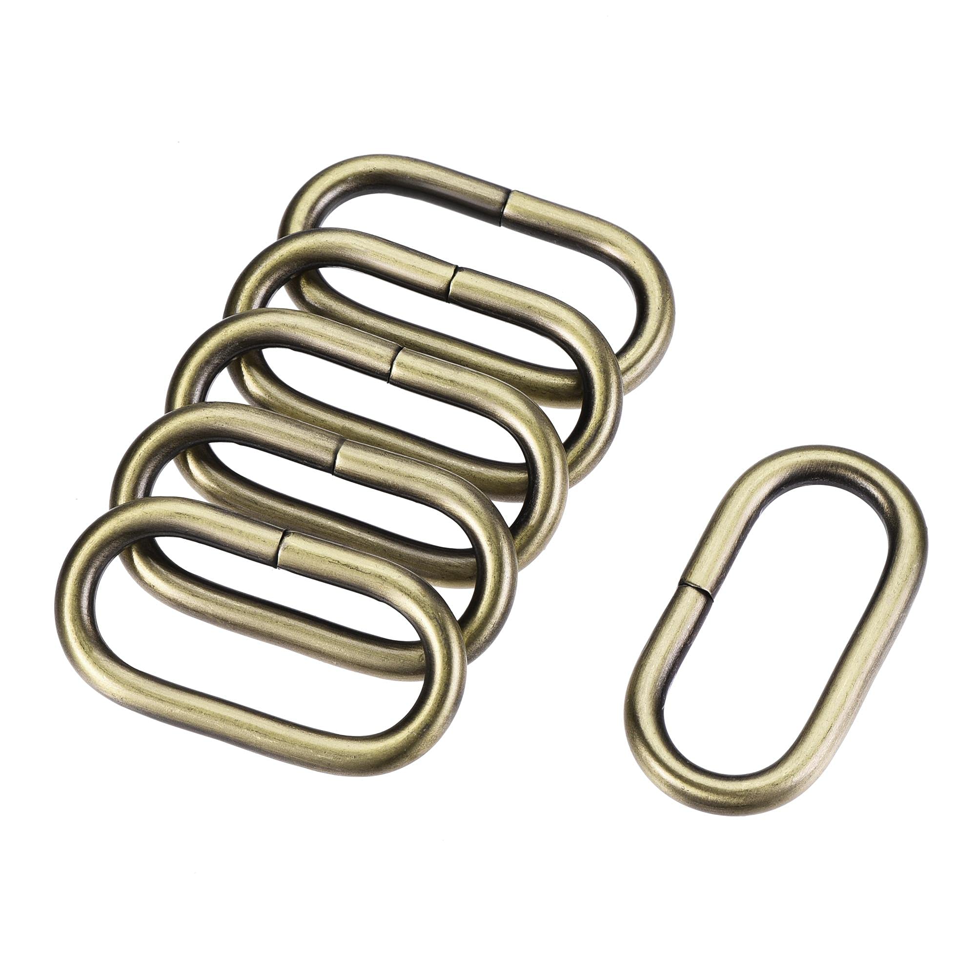 sourcing map Metal Oval Ring Buckles 38x15mm for Bags Belts DIY Bronze Tone 6pcs