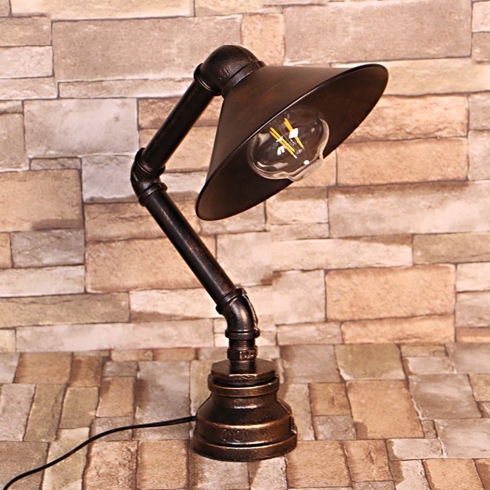 Home & Garden Adjustable Iron Pipe Bedside Table Desk Lamp Light Retro Industrial Urban Style