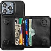 KIHUWEY Compatible with iPhone 14 Pro Max Wallet Case Credit Card Holder, Premium Leather Kickstand Flip Hidden Magnetic Clasp Durable Shockproof Protective Cover for 6.7 Inch (Black)
