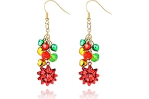 SmileBelle New Years Earrings for Women, Candy Earrings Santa Earings as Holiday Jewelry, Christmas Bow Earrings with Bell, Christmas Hoop Earrings Xmas Accessories Ornaments for Ugly Sweater Party