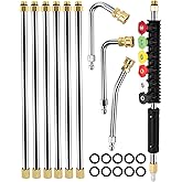 Pressure Washer Extension Wand, 10 Pack Power Washer Extension Wand with 6 Nozzle Tips, 30°,90°,120° Curved Rod, 1/4" Quick Connect, Replacement Power washer Lance, 4000 PSI