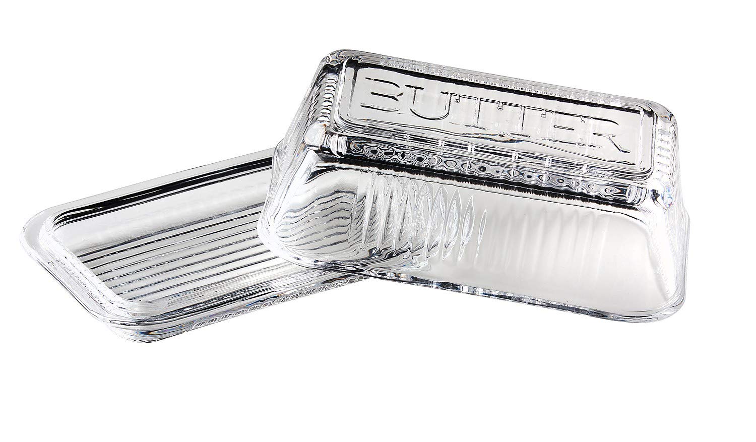 Photo 1 of Amici Home Classic Glass Butter Dish | Glass Butter Keeper with Lid | Holds a Standard Stick of Butter | Butter Holder for Kitchen Counter | Dishwasher Safe only the bottom half of tray!!!!