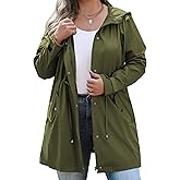 IN'VOLAND Plus Size Rain Jackets For Women Waterproof Rain Coats with Hood Lightweight Windbreaker Outdoor Trench Coat