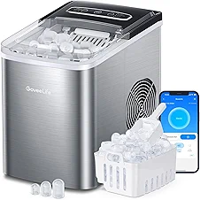 GoveeLife Smart Countertop Ice Makers, Portable Ice Maker Machine with Self-Cleaning, 6 Mins 9 Bullet Ice, 26lbs/24Hrs, Voice Remote for Home Kitchen Party Camping, with Ice Scoop Stainless Silver
