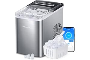 GoveeLife Smart Countertop Ice Makers, Portable Ice Maker Machine with Self-Cleaning, 6 Mins 9 Bullet Ice, 26lbs/24Hrs, Voice Remote for Home Kitchen Party Camping, with Ice Scoop Stainless Silver