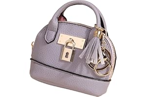 Zitokin Mini Tote Purse Keychain, Cute Tote Bag Coin Purse Keychain, Mini Backpack Keychain Wallet PU Leather (Purple)