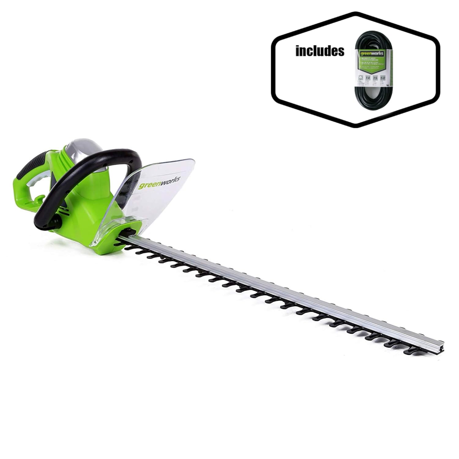 Greenworks 22Inch 4Amp Corded Hedge Trimmer and 50Foot