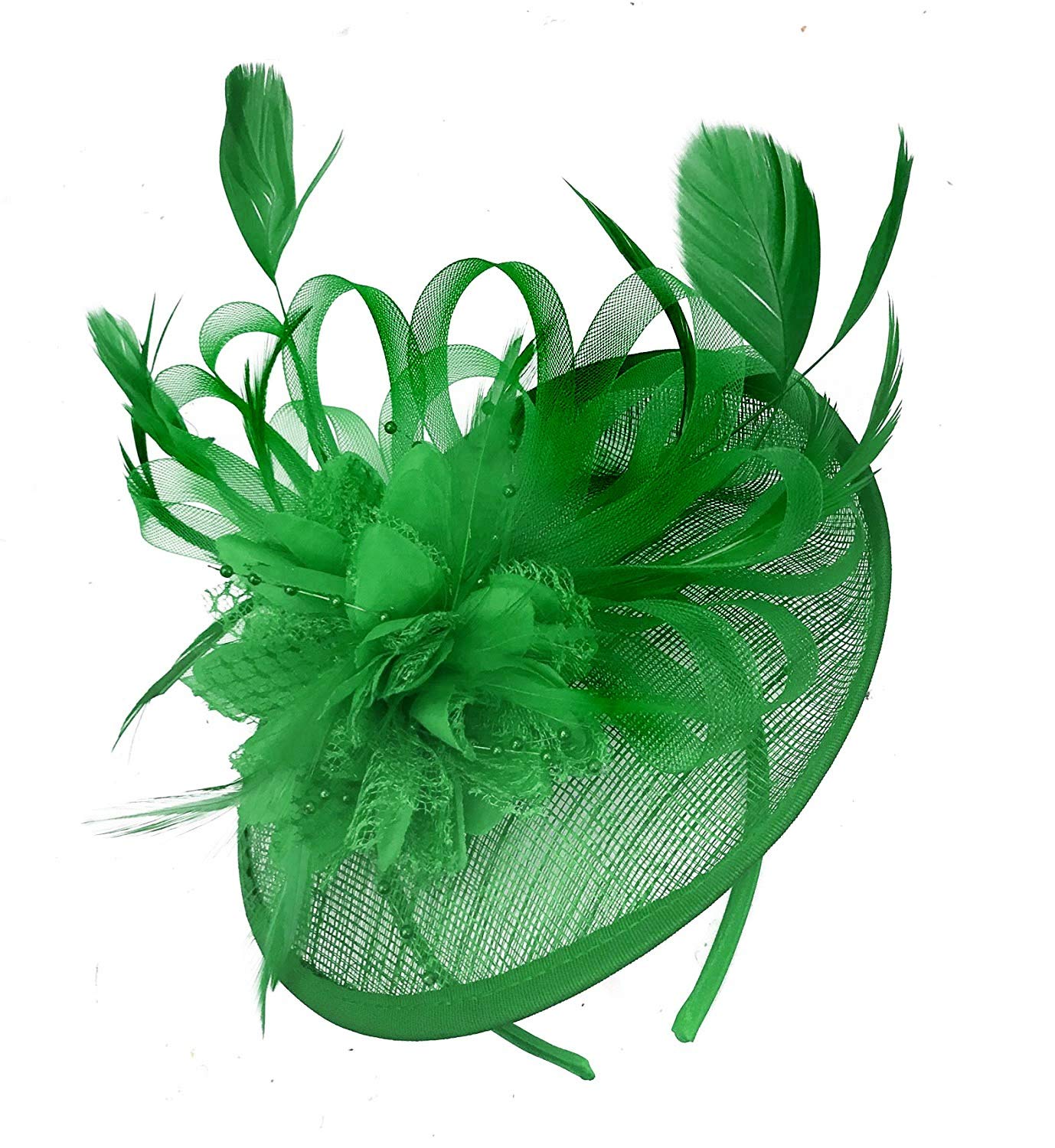 Caprilite Jade Green Sinamay Disc Saucer Fascinator Hat for Women Weddings Headband