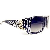 BB Western Ladies Rhinestone Bling Shade Sunglasses (Black silver boots)