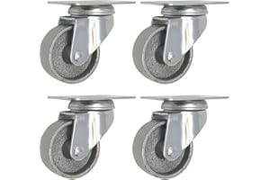 ONLINE BEST SERVICE 4 All Steel Swivel Plate Caster Wheels Heavy Duty High-Gauge Steel Gray (2" Metal Swivel Caster (Gray) - No Brake)