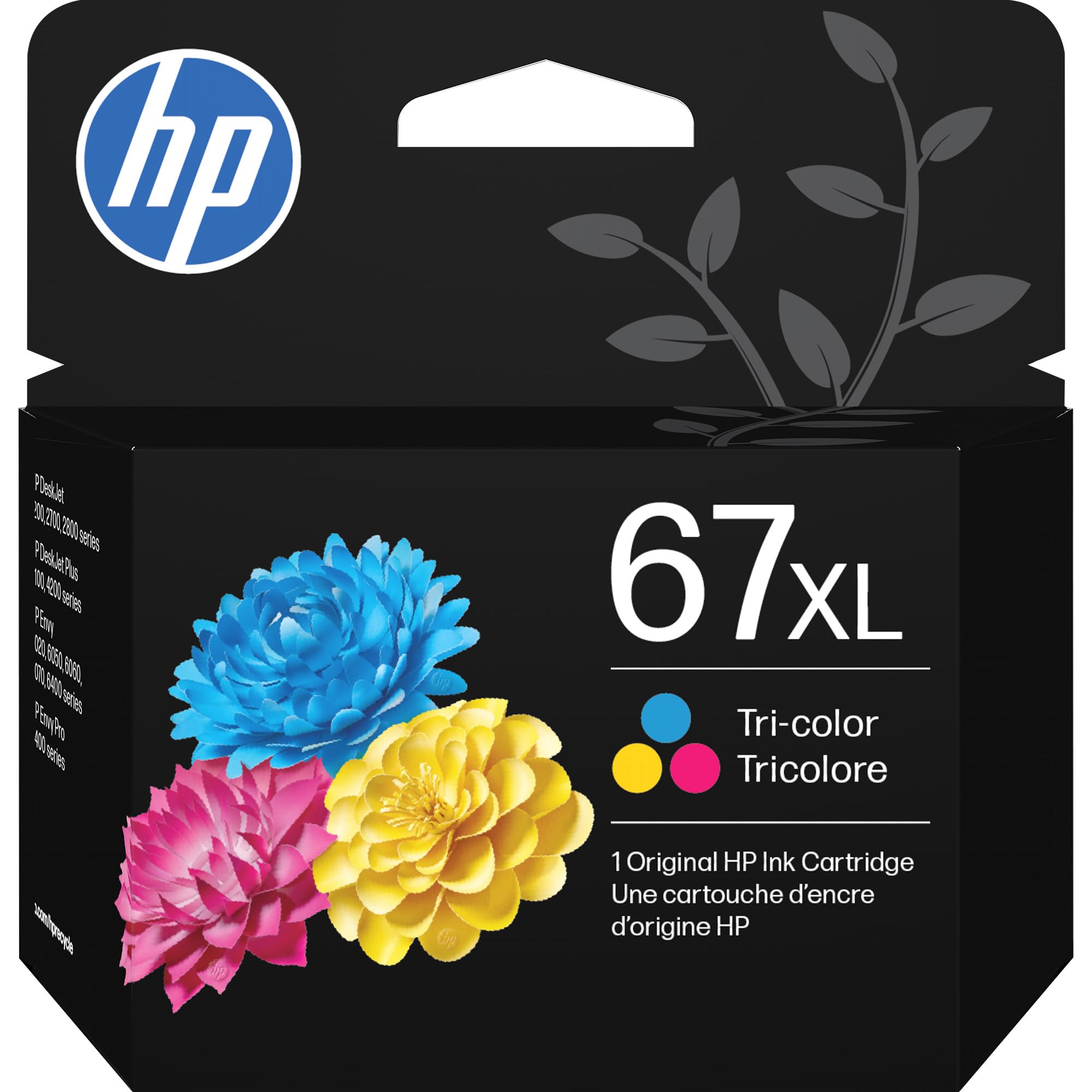 Cartucho de tinta tricolor de alto rendimiento HP 67XL | Funciona con DeskJet series 1255, 2700, 4100, Envy 6000, 6400 Series | Elegible para Instant Ink | 3YM58AN