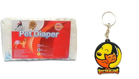 Foodie Puppies Pet Diaper for Dogs (Medium, 12 Pieces) - Free Key Ring