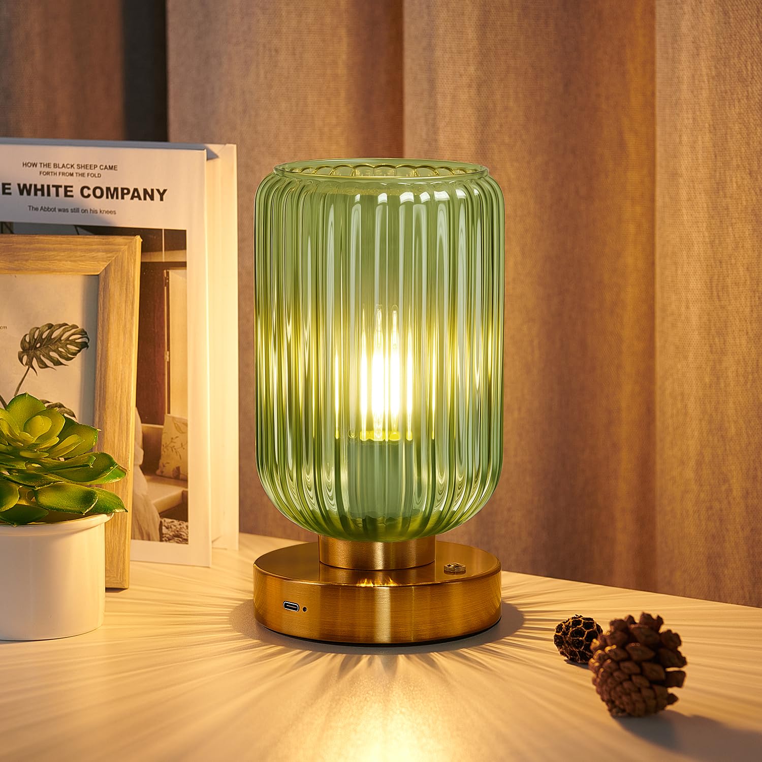Photo 1 of ***MISSING PARTS***
LightRound Cordless Table Lamp for Bedroom, 7500mAh Rechargeable Battery Operated Lamp, Modern Touch Dimmable Wireless Lamp Gold Base Green Glass Shade for Living Room, Desk, Led Bulb Included