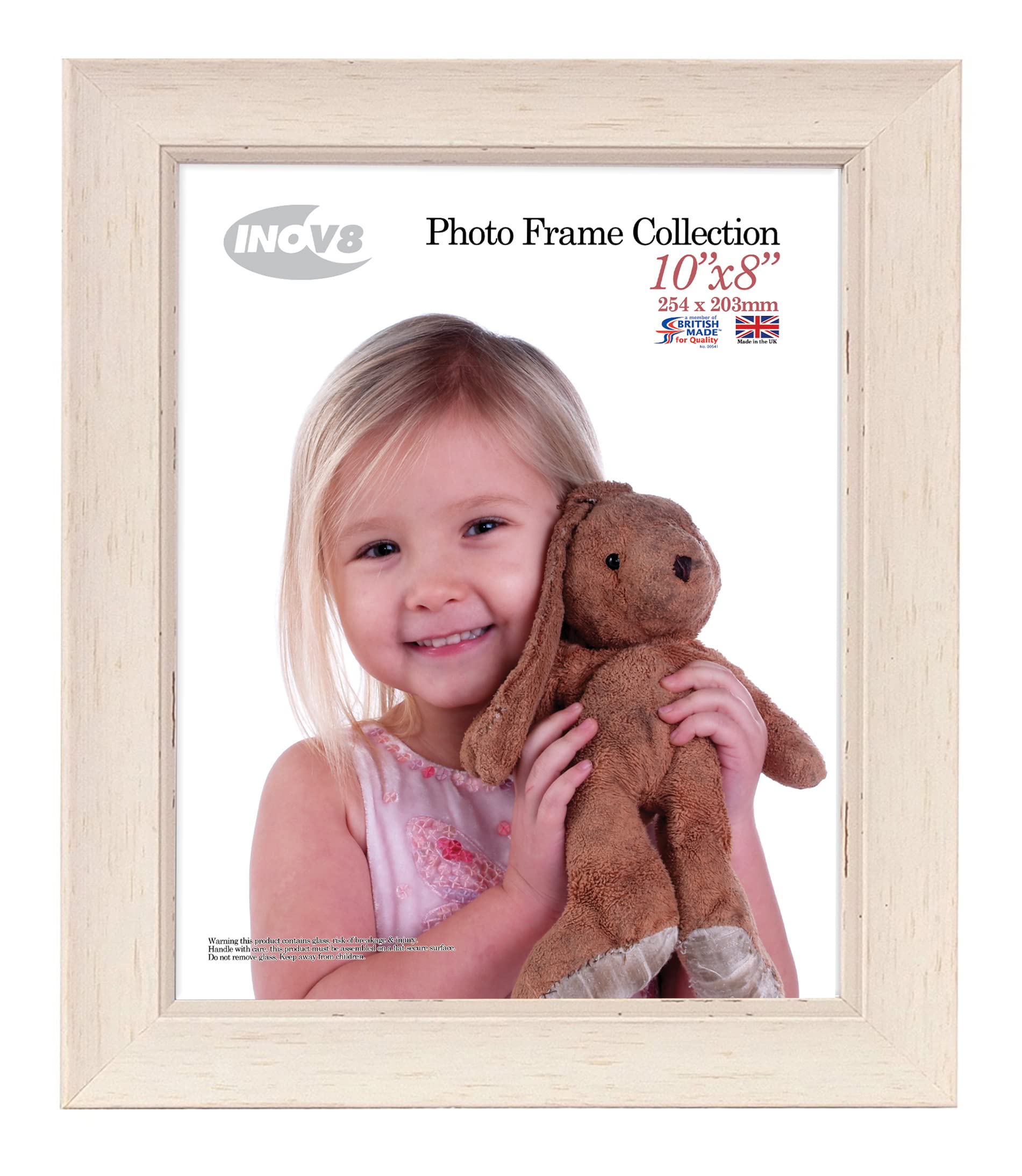 Inov8 Framing Photo Frame, Wood, Washed White, 10x8 Inch, PFES-SWWH-108