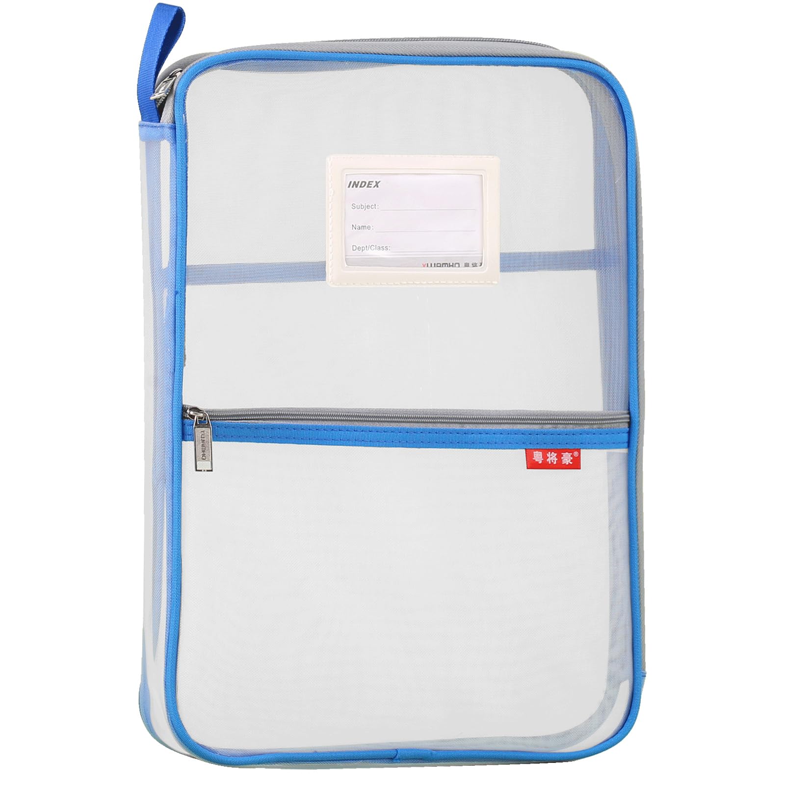 Mesh Document Bag Nylon File Zip Bag Travel A4 Student Homework Office Supplies Blue
