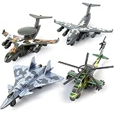 Tcvents 4 Pack Diecast Airplane Toys, Alloy Army Aircraft Plane Model Toys | Camouflage Military Fighter Jet Helicopter Toy Pull Back Kids Play Vehicles for 3 4 5 6 7-9 Years Old Boys Girls Gift