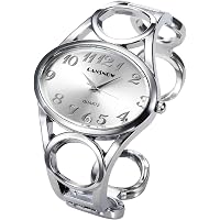Women\'s Large Oval Cuff Bangle Watch, Crystal Embellished, Stainless Steel, Silver_Oval_6401_SW108_ad02ca0  main image 4