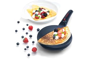 Gourmia 8” Crepe Maker – Nonstick Ceramic Electric Griddle for Crepes, Tortillas & Omelets, Automatic Batter Dipping, Compact