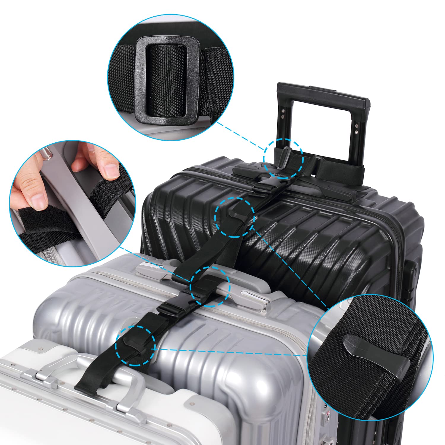Vigorport Luggage Connector, Straps for Suitcase, Add A Bag Adjustable Attachment Accessories 1.25