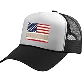 Retro Baseball Bold Text USA Flag Player Coach Trucker Hat with Adjustable Mesh Back