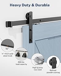 TITECK Sliding Barn Door Hardware Kit - 5 FT Heavy