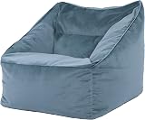icon Natalia Velvet Bean Bag Chair, Mineral Blue, Large Adult Armchair view 1