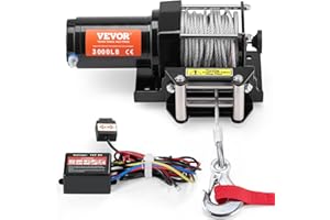 VEVOR Electric Winch, 3000 lb Line Pull Capacity, 12V DC ATV/UTV Winch with Φ3/16 in x 39 ft 7 Strands Steel Cable Roller Fai