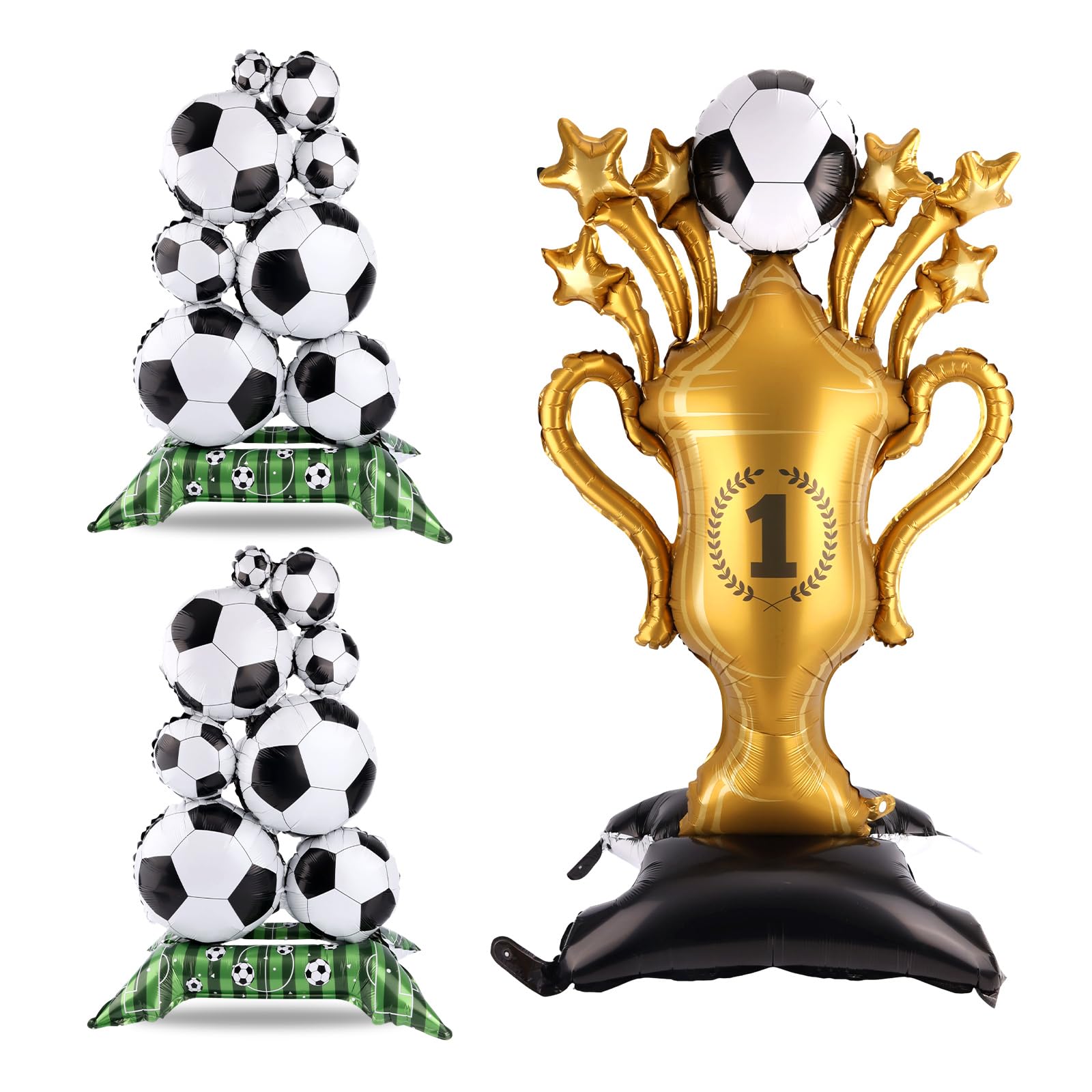 Penitue Soccer Party Decorations Set, Trophy & 2pcs Soccer Ball Foil Balloons Sports-Themed Balloons for Birthday Football Sport Decoration Supplies