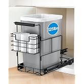 Bulado Pull Out Trash Can Under Cabinet, Fits 30-40 Qt, Bin Not Included | Space-Saving Under Sink Trash Can, Supports 125 lbs, Easy Install, Smooth Soft-Close Slide, Removable Trash Bag Holder