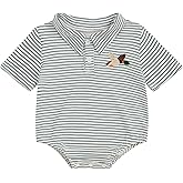 Ysfanwuxi Baby Boy Polo Romper Mallard Duck Button Down Striped T-Shirt Onesie Short Sleeve Collar Bodysuit Summer Outfit