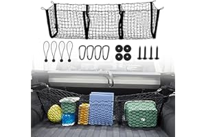 Cargo Net for Pickup Truck Bed, Grocery Holder Net with Hooks, Compatible with Toyota Tundra & Toyota Tacoma,3 Pocket | 4 Bal