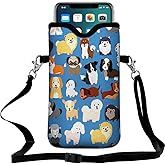 Braytow Neoprene Cell Phone Pouch 7.5 X 4.3 in Cloth Mobile Protection Case Bag with Crossbody Strap Neck Lanyard Cell Phone Case Cute Animal Dogs