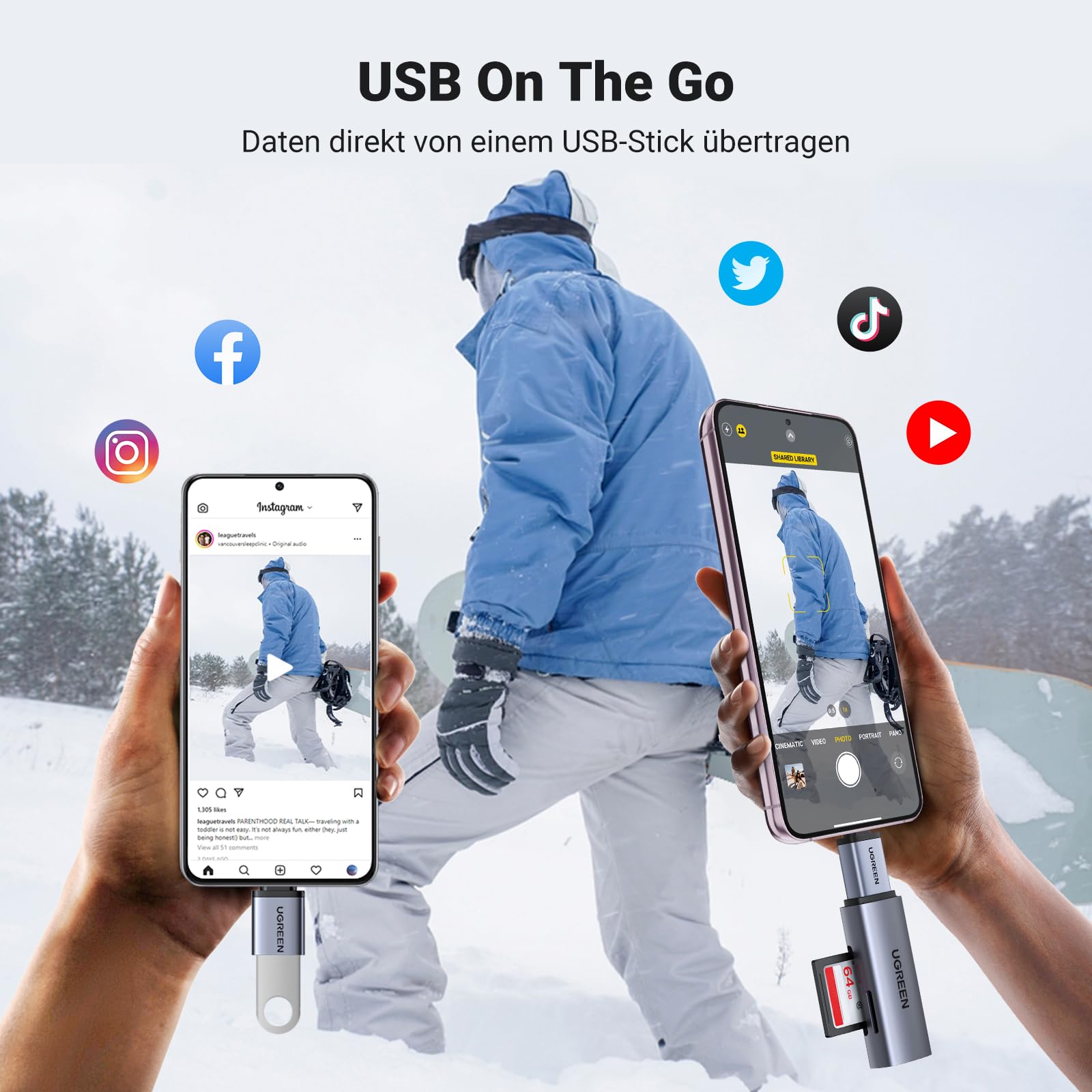 UGREEN USB C auf USB 3.2 Adapter 10Gbps OTG 2 Stück USB C Stecker auf A Buchse Adapter Kompatibel mit iPhone 17/16 Series MacBook Neo Pro Air iMac Galaxy Tab S9 S24 (Grau) 4