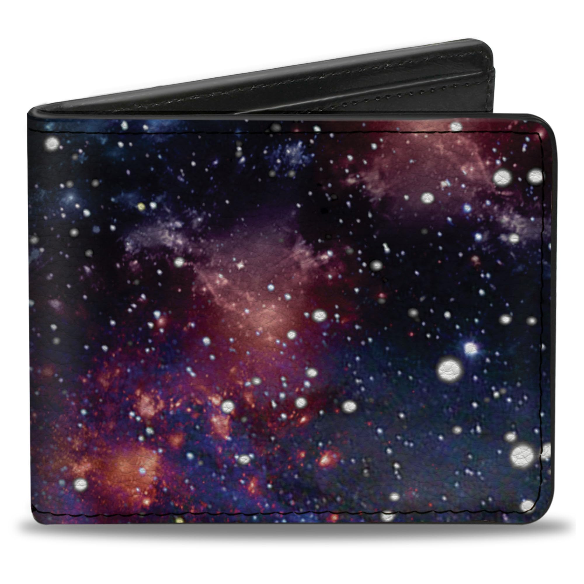 Buckle-Down Men's PU Bifold Wallet-Space Dust Collage, Multicolor, 4.0" x 3.5", Multicolor, 4.0" x 3.5"
