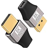 8K 1.4 DisplayPort to Mini DisplayPort Adapter 2 Pack, Mini DP Female to DP Male Bi-directional Connector, Thunderbolt 2 Compatible, Supports 8K@60Hz, 4K@144Hz, for Laptop, PC, Gaming, Monitor, TV