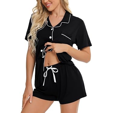 Pyjama 2 Pièces Femme Imprimé Bulles De Bière - Haut Manches Courtes, Short Taille Élastique, Confortable - 13