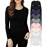 Jecery 8 Pcs Thermal Long Sleeve Shirts Bulk for Women Thermal Top Set Crew Neck Scrub Undershirt Base Layer Winter Underwear