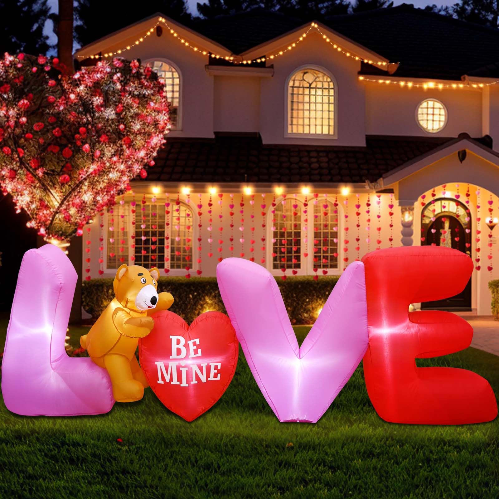 Photo 1 of AerWo 9FT Long Valentines Inflatables Love Letters with Lovely Bear, LED Lighted Romantic Valentines Day Inflatables Outdoor Decorations, Valentines Day Decor Blow Up Yard Decorations for Wedding Lawn