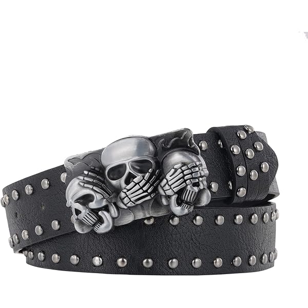 ESYTCH punkman2000 Cool Mens Bullet Skull Stud Punk Rock Biker